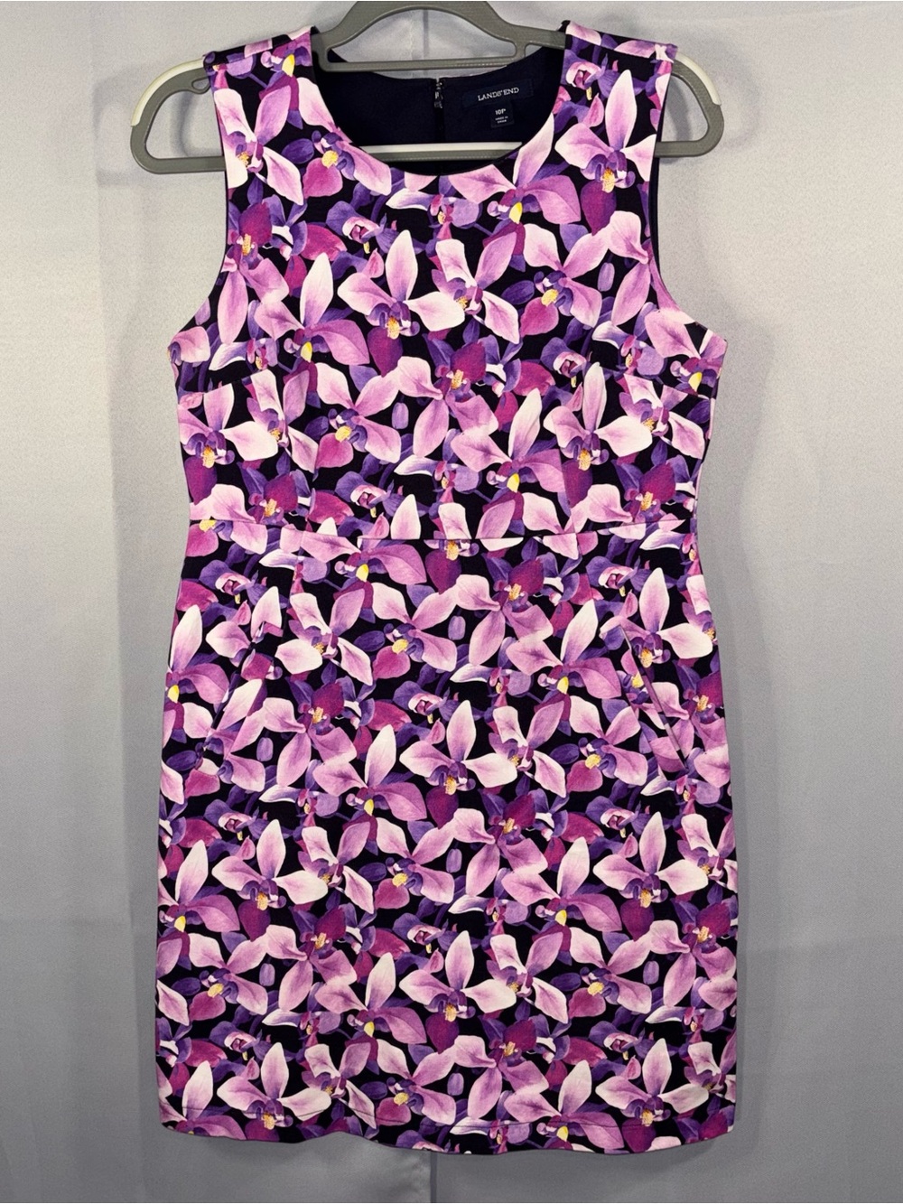 Lands' End 10P Purple Orchid Sheath Dress Pockets